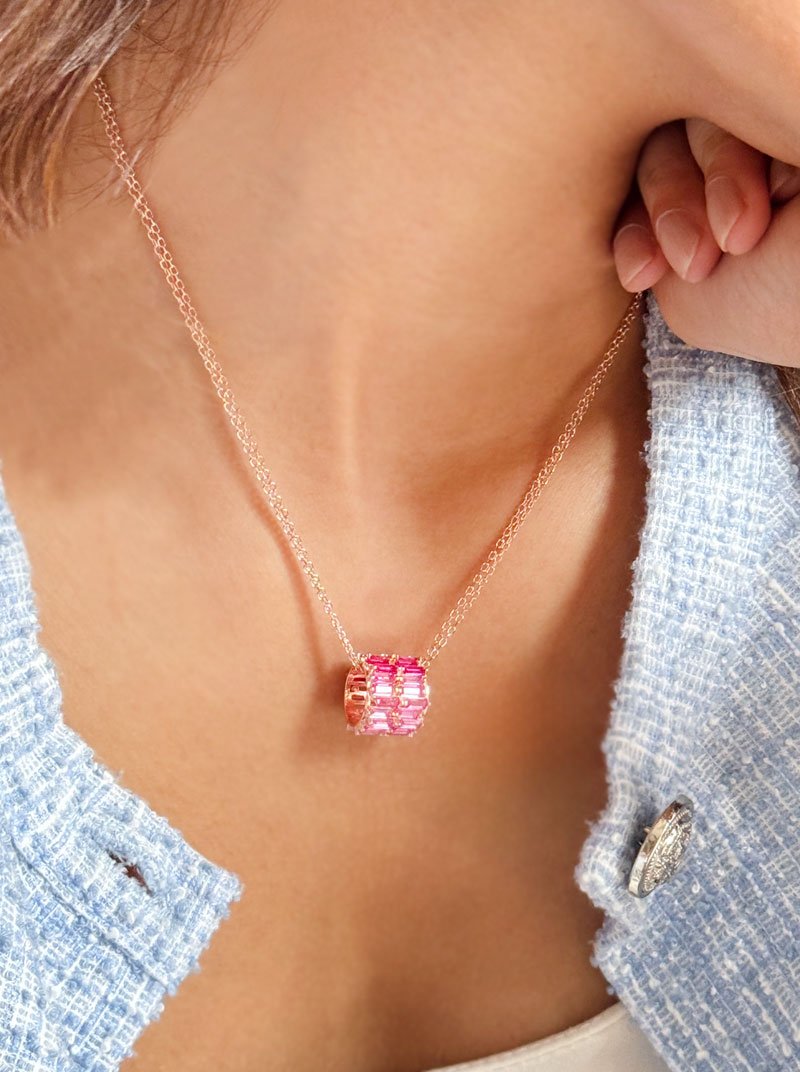 Roll of Pink Trio Pendant Chain (Pure Silver) - Rose Gold